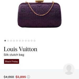 Authentic Louis Vuitton clutch purple silk with gold accent
